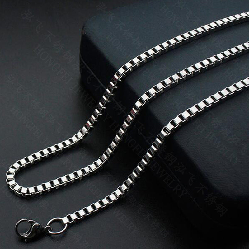 Simple Pendant-Free Necklace Titanium Steel Box Chain Necklace For Women