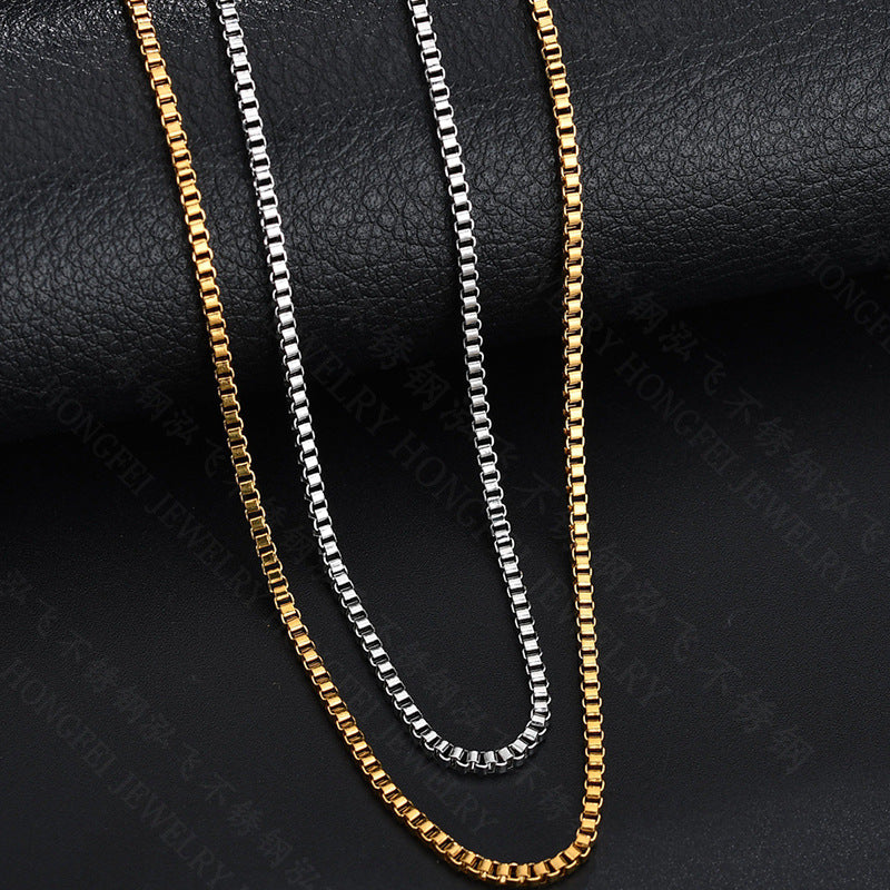 Simple Pendant-Free Necklace Titanium Steel Box Chain Necklace For Women